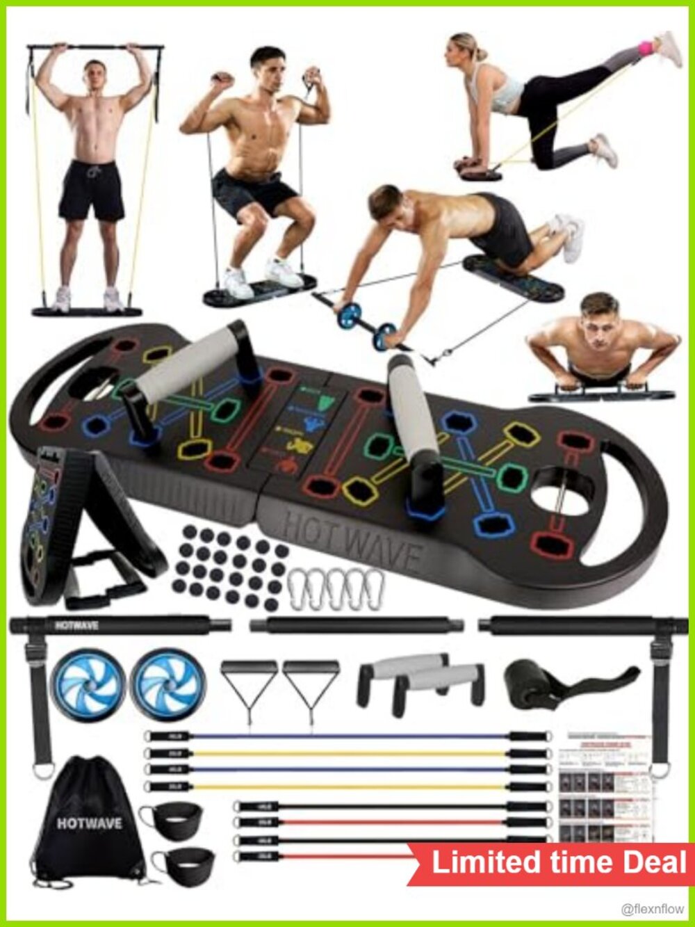 Foldable 20-in-1 Push Up Board Portable Home Gym with Resistance Bands & Ab
